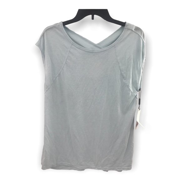 Calvin Klein Performance Cap Sleeve T Shirt Strappy Back Light Blue S PF9T3509 - Picture 1 of 7